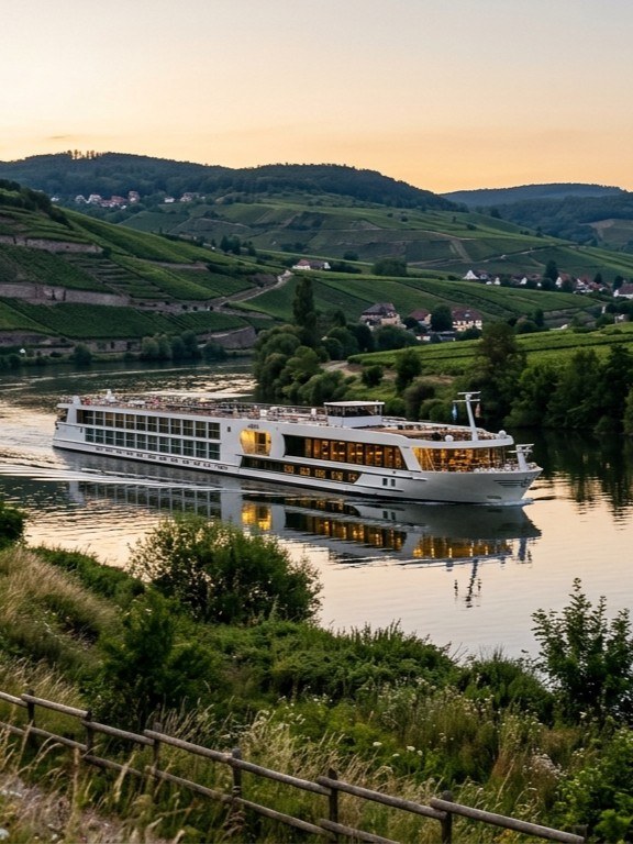 Crucero fluvial y marítimo al atardecer